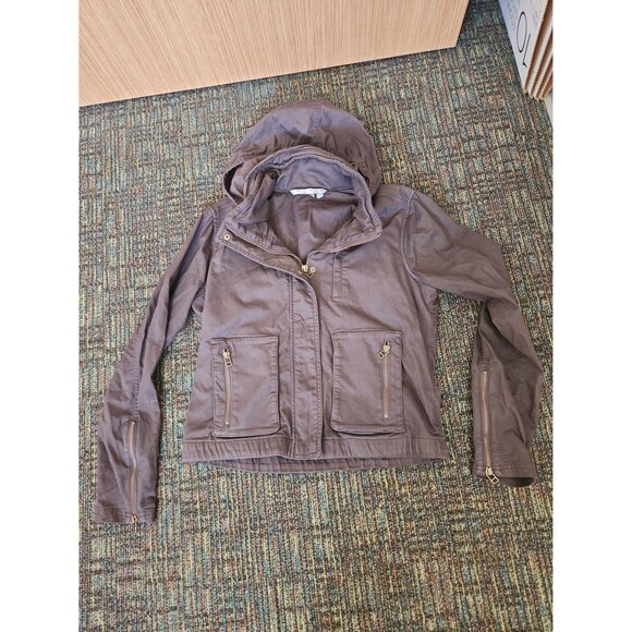 Athleta Women's Taupe Brown Hooded Utility Jacket Size Small - Picture 1 of 10